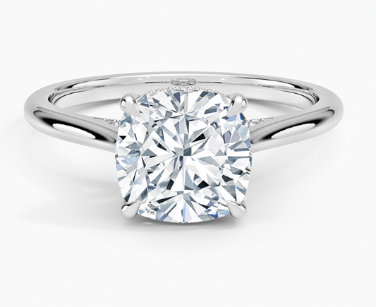 3.07ct Cushion E VVS2 Lab Diamond Engagement Ring, 14K Gold, VS1 Clarity