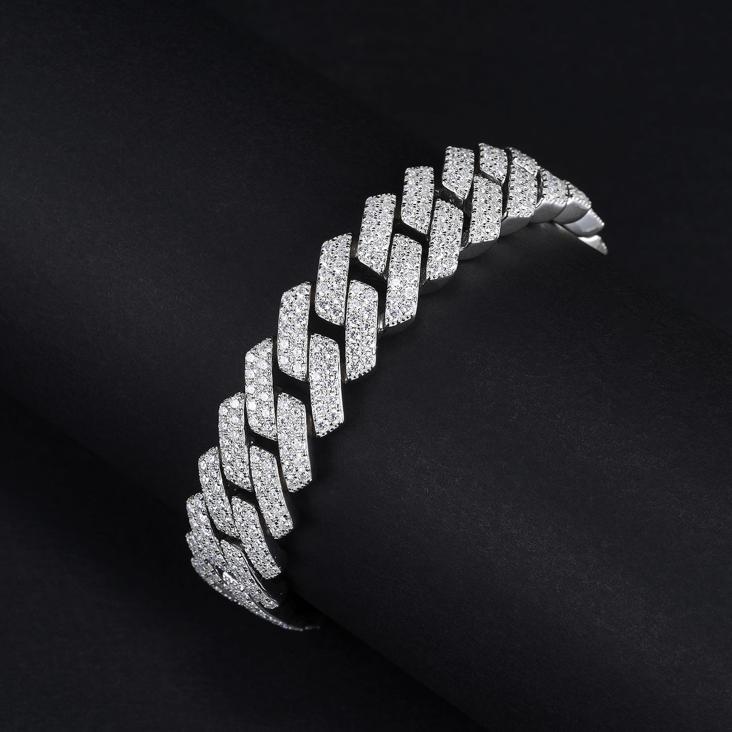MOISSANITE Prong 16mm Necklace Rounded Prong Cuban Link Chain Necklace Choker,Solid 925 Sterling Silver 16"- 24" LengthsPASSES DIAMOND Tester
