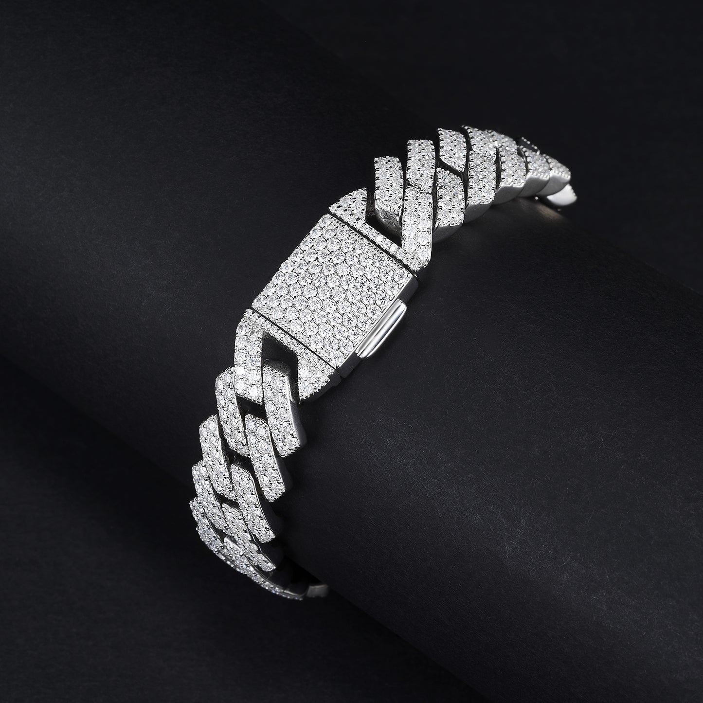 MOISSANITE Prong 16mm Necklace Rounded Prong Cuban Link Chain Necklace Choker,Solid 925 Sterling Silver 16"- 24" LengthsPASSES DIAMOND Tester
