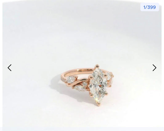 Des TIKTOK LIVESTREAM 3-1 depsoit link 14K yellow gold 1.6ct center marquise with IGI certificate girl ring nature inspired as picture lab grown diamond band ring  size 6.5