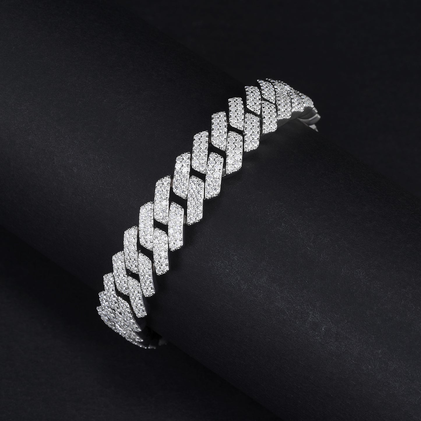 MOISSANITE Prong 13mm Bracelet Rounded Prong Cuban Link Chain Silver Chain, Solid 925 Sterling Silver,7"-8.5" Lengths, PASSES DIAMOND Tester