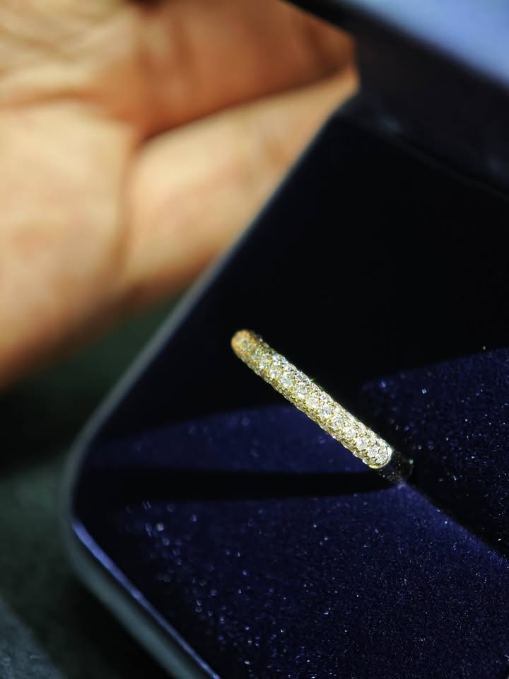 CA0214-Jobi-14K 3D Setting 0.32CTW Stackable Wedding Band Set half Eternity band