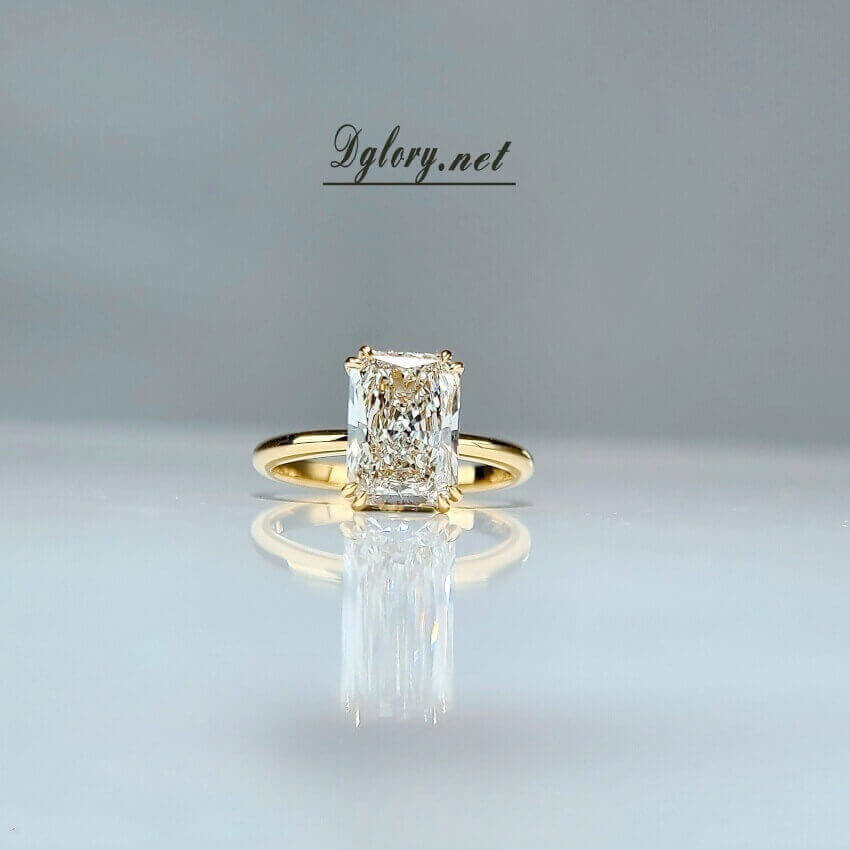 Lab Grown Diamond Ring,14K Gold 2.5 CT, F VVS2, Radiant Cut Lab Diamond Engagement Ring,IGI Certified, Double Claws Separate, Plain Setting (ST 0002)