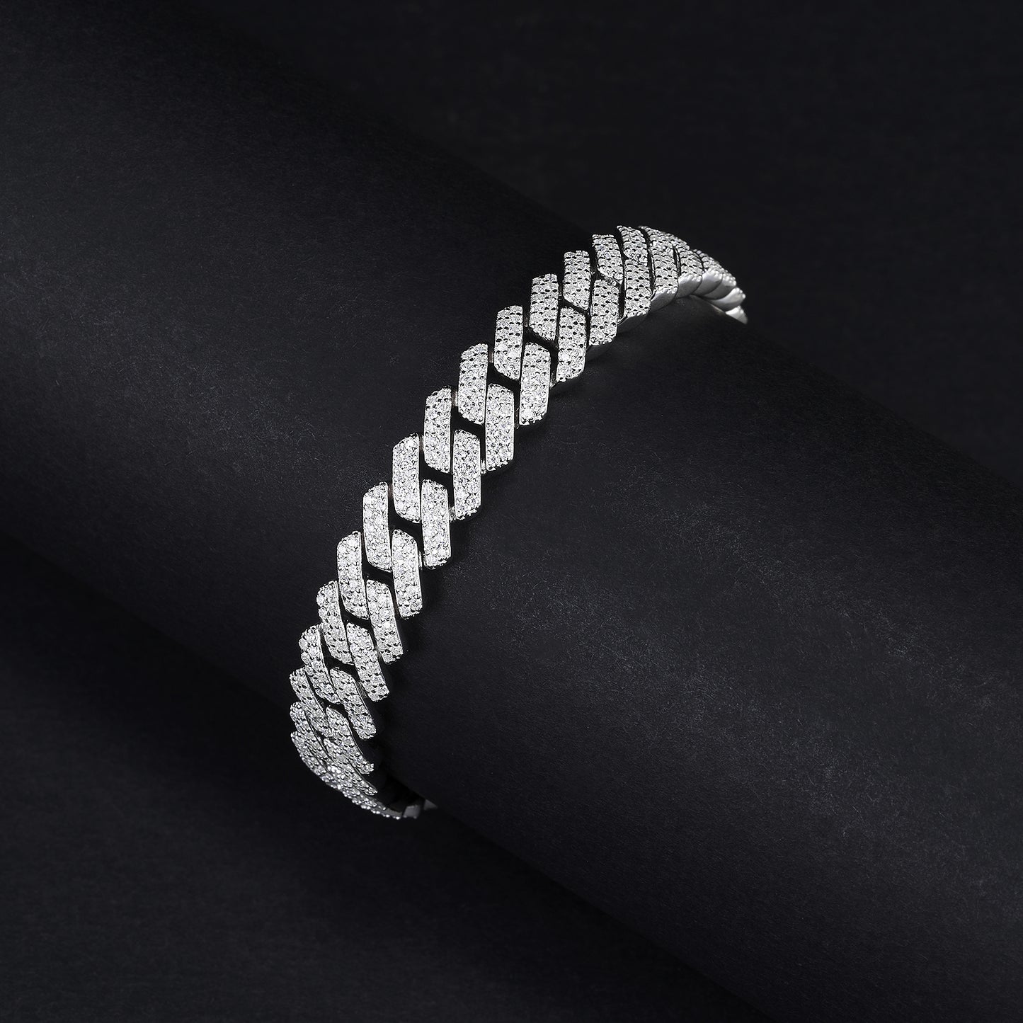 MOISSANITE Prong 10mm Bracelet Rounded Prong Cuban Link Chain Silver Chain ,Solid 925 Sterling Silver6.5"-8.5" Lengths,PASSES DIAMOND Tester