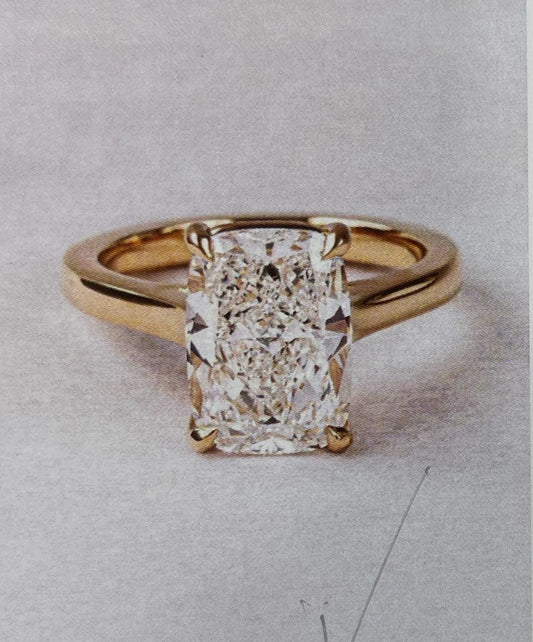 TIKTOK LIVESTREAM 14K 2CT Elongated Cushion E VS Lab Diamond Ring, 14K Gold