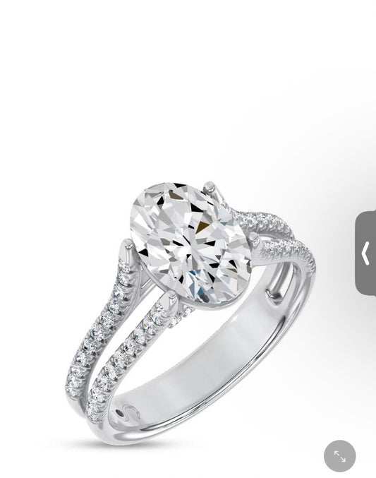 Ca 2-2 link TIKTOK LIVESTREAM 18K 3.77ct emerald cut split shank approx total wideth 3mm each 1.5mm lab grown diamonds with IGI certificate LG750561627 size 7.5 (Copy)