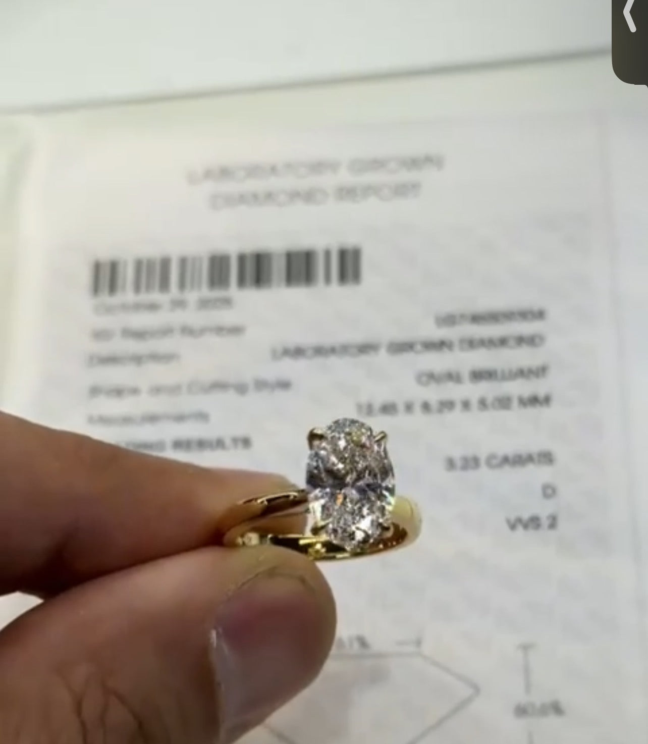 L 50% deposit TIKTOK LIVESTREAM 14K yellow gold  1.5CT Lab Ova 2.0mm band width D VVS2 petal setting with hidden halo l Lab-Grown Diamond Ring Size 4 as picture