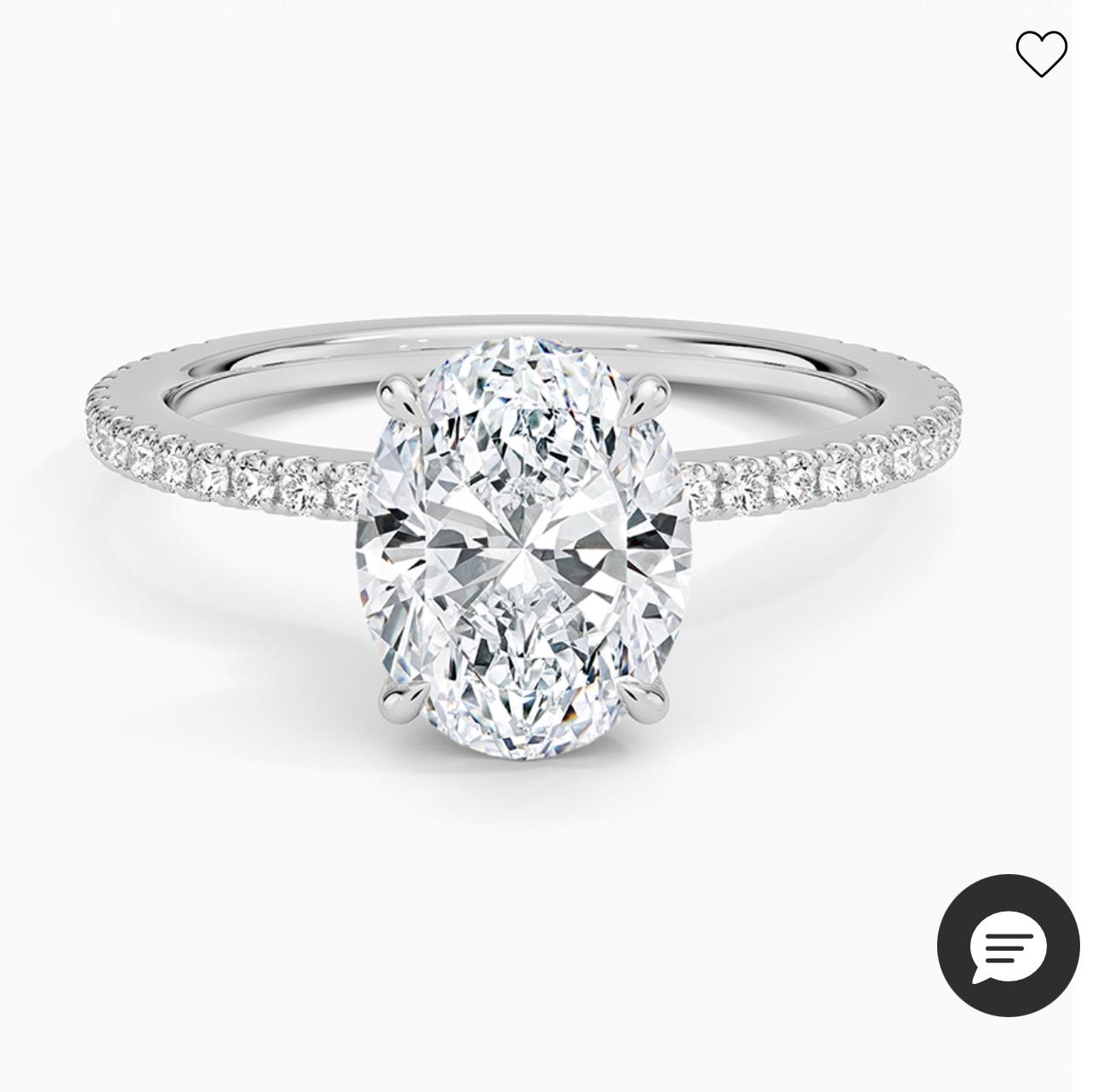 TIKTOK LIVESTREAM 14K 3CT Lab Oval E VVS Solitaire ring 4-prong paved band with hidden halo not high
