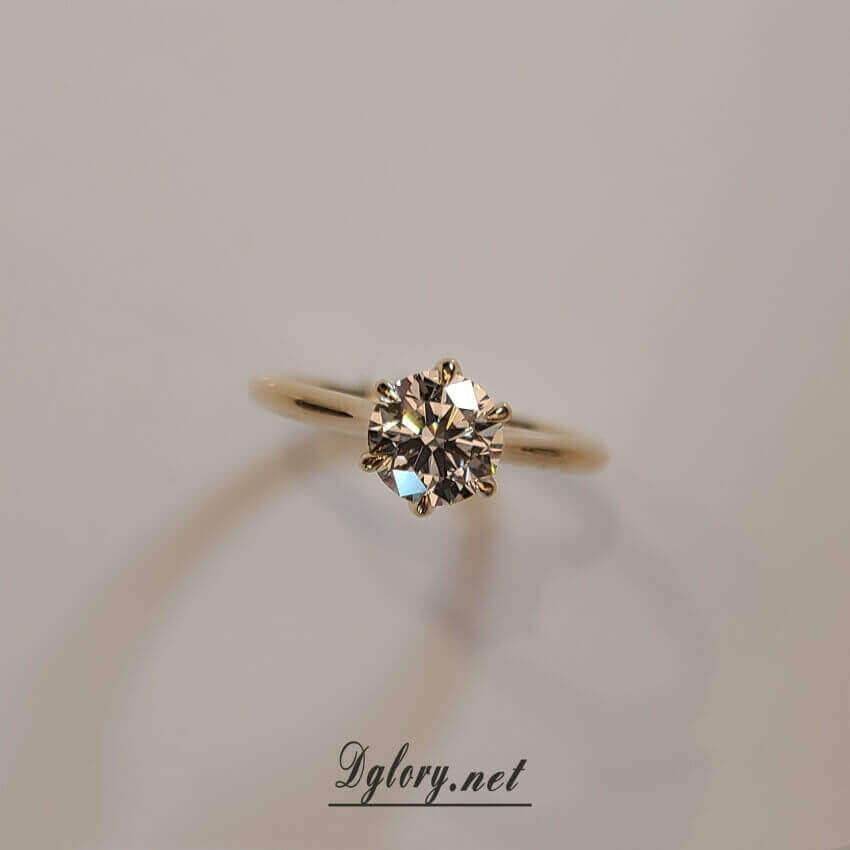 Lab Created Diamond Engagement Ring,14K, 1 CT, D VVS2, Lab Round Cut, IGI Certified, 6-Prong Ring, Solitaire Ring, Twisted Cathedral Setting   (ST 0014)
