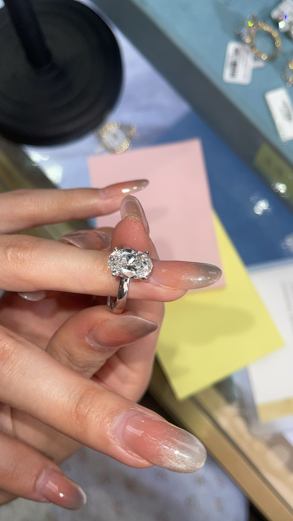 TIKTOK LIVESTREAM 14K 3CT Lab Oval E VVS Solitaire ring 4-prong