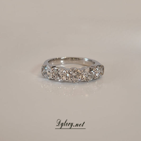 14K 2TCW 4.6mm lab round diamond  5 pieces  Lab Round Diamond Wedding Band  EF VS Lab Grown Created Diamond, Band For Her Wedding, Ring Band