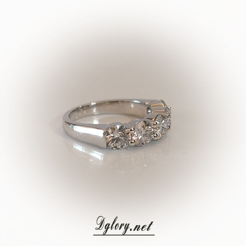 14K 2TCW 4.6mm lab round diamond  5 pieces  Lab Round Diamond Wedding Band  EF VS Lab Grown Created Diamond, Band For Her Wedding, Ring Band