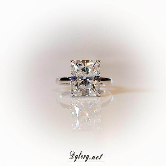 14K 4CT Radiant Moissanite Cut 8x10mm Hidden Halo 8x10mm , Moissanite Engagement Ring, GRA Certified, Plain Band, Gift for Her, Radiant Cut