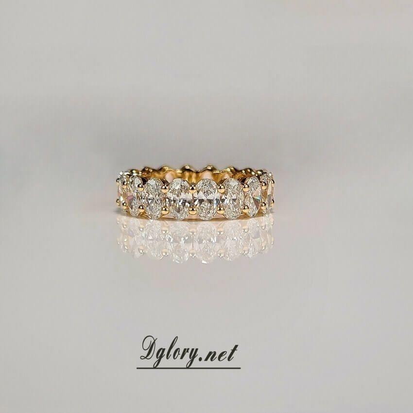 Solid 14K Yellow Gold Lab Oval Diamond 3.5×5.5mm Eternity Band approx 5.5tcw EF VS Lab Grown Created Diamond Band For HerWedding Ring Band