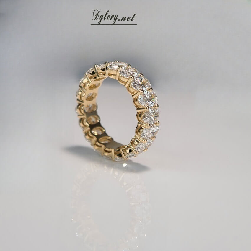 Solid 14K Yellow Gold Lab Oval Diamond 3.5×5.5mm Eternity Band approx 5.5tcw EF VS Lab Grown Created Diamond Band For HerWedding Ring Band