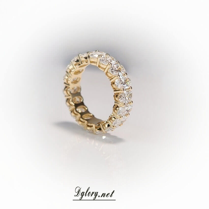 Solid 14K Yellow Gold Lab Oval Diamond 3.5×5.5mm Eternity Band approx 5.5tcw EF VS Lab Grown Created Diamond Band For HerWedding Ring Band
