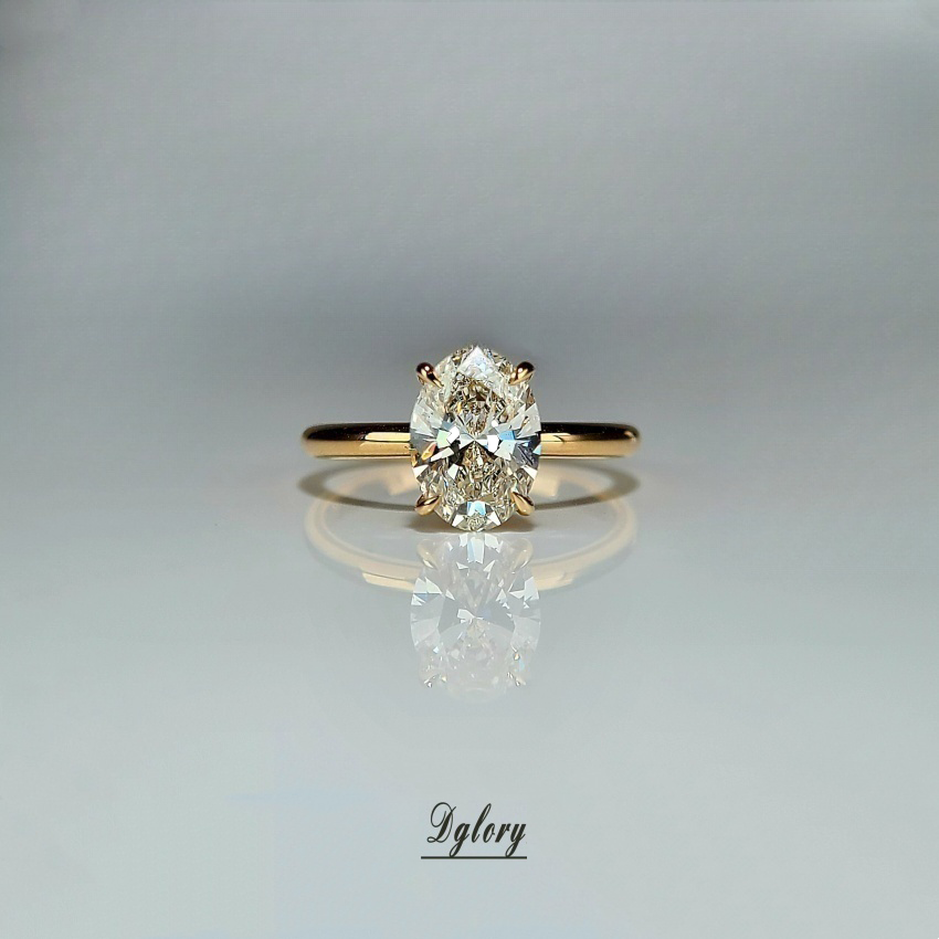 Lab Grown Diamond Ring,14K Gold 1.5 CT, E VVS2, Oval Cut Lab Created Diamond Engagement Ring, IGI Certified, Engagement Ring, Plain Setting (ST 0006)