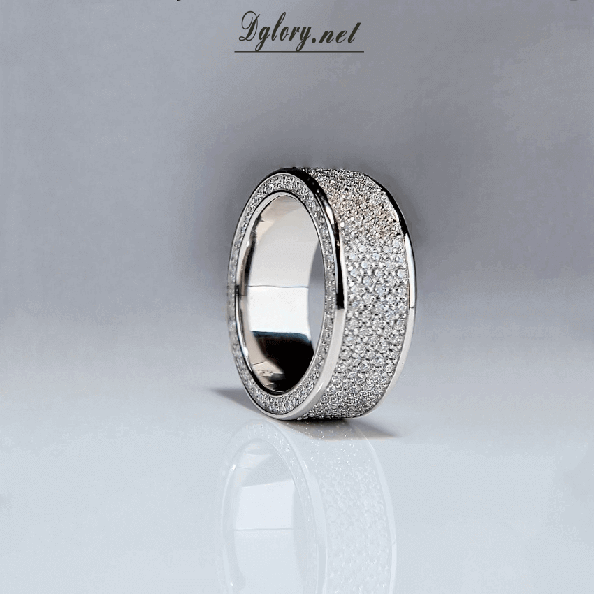 Moissanite Silver-3D Setting,Eternity Mens Ring,S925 Sterling Silver,Eternity Band Rings Jewelry Ring for Men,Gift for Him, Men Wedding Band
