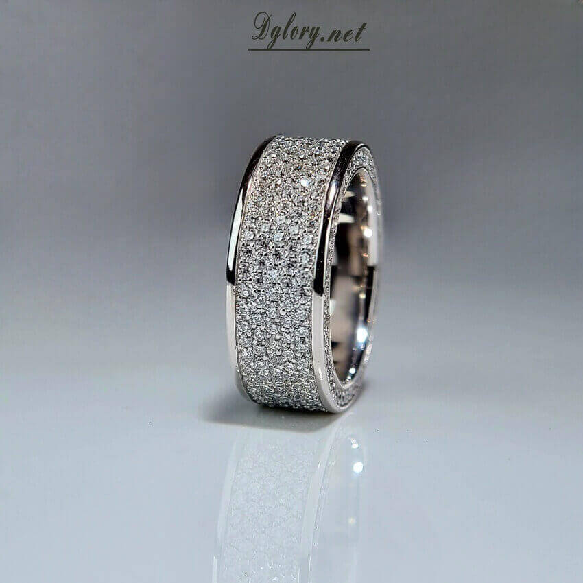 Moissanite Silver-3D Setting,Eternity Mens Ring,S925 Sterling Silver,Eternity Band Rings Jewelry Ring for Men,Gift for Him, Men Wedding Band