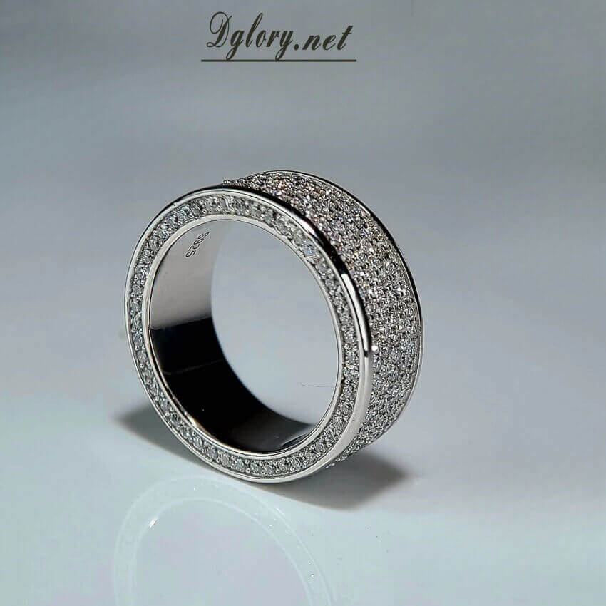 Moissanite Silver-3D Setting,Eternity Mens Ring,S925 Sterling Silver,Eternity Band Rings Jewelry Ring for Men,Gift for Him, Men Wedding Band