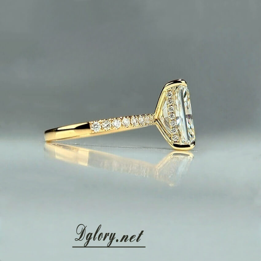 14K, 4.99CT, F VS1, Lab Radiant Cut, Lab Grown Created Diamond Engagement Ring, IGI Certified, Side Peved, Hidden Halo, Lab Engagement Ring  (ST 0025)