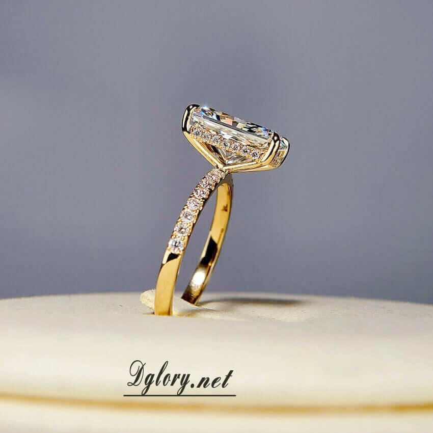 14K, 4.99CT, F VS1, Lab Radiant Cut, Lab Grown Created Diamond Engagement Ring, IGI Certified, Side Peved, Hidden Halo, Lab Engagement Ring  (ST 0025)