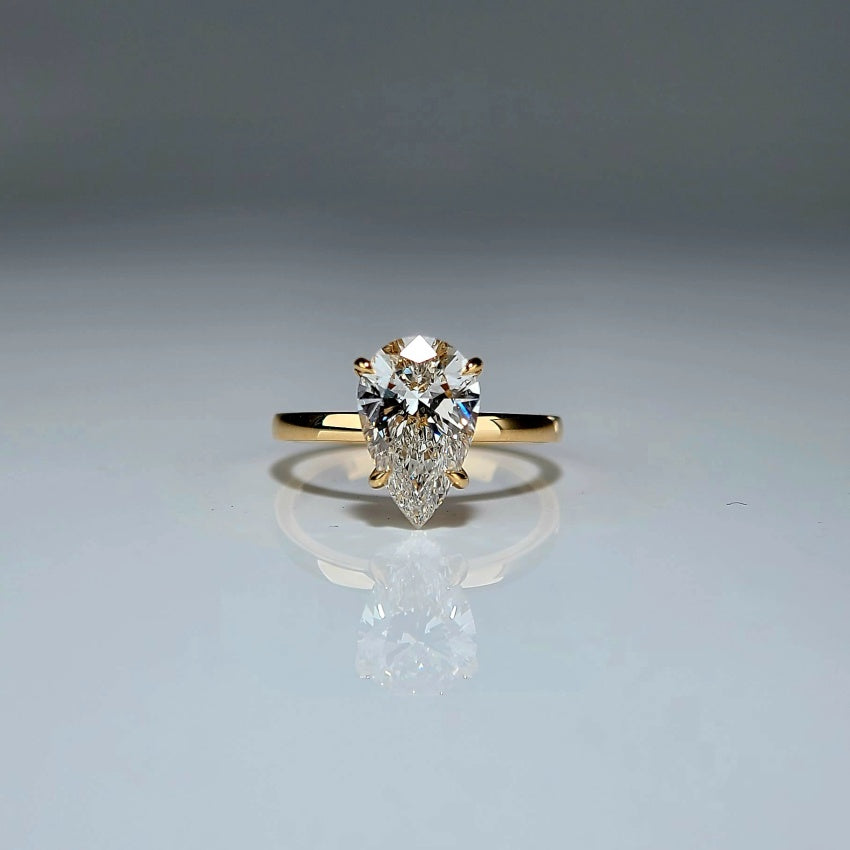 2CT, E VS1, Lab Pear Cut, 14K, Lab Grown Created Diamond Engagement Ring, Water Drop Shape, IGI Certified,Lab Engagement Ring Plain Setting (ST 0021)