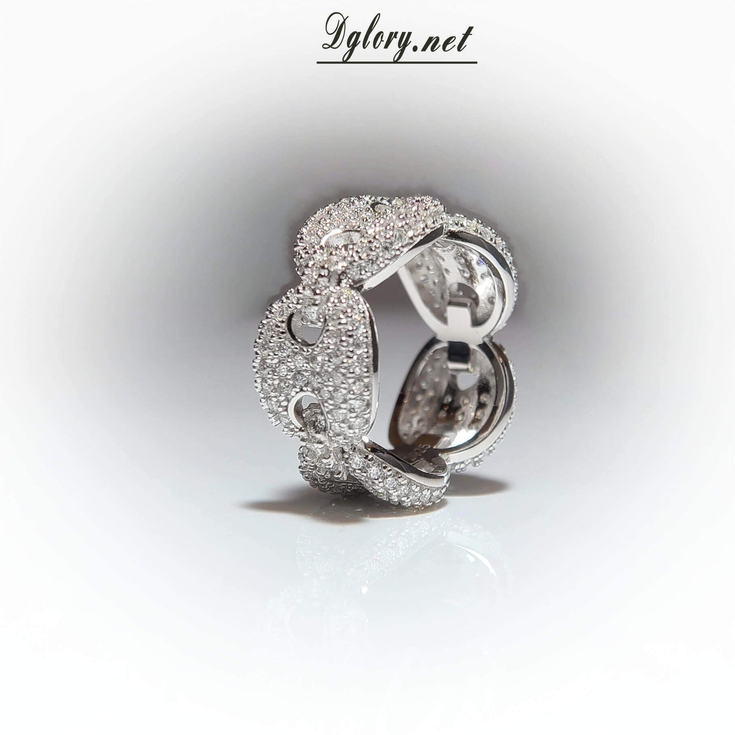 Moissanite Silver Mariner Chain Ring Eternity,S925 Sterling Silver,Rings Jewelry Ring for Men Gift for HimMen Wedding Band Puff Mariner Band