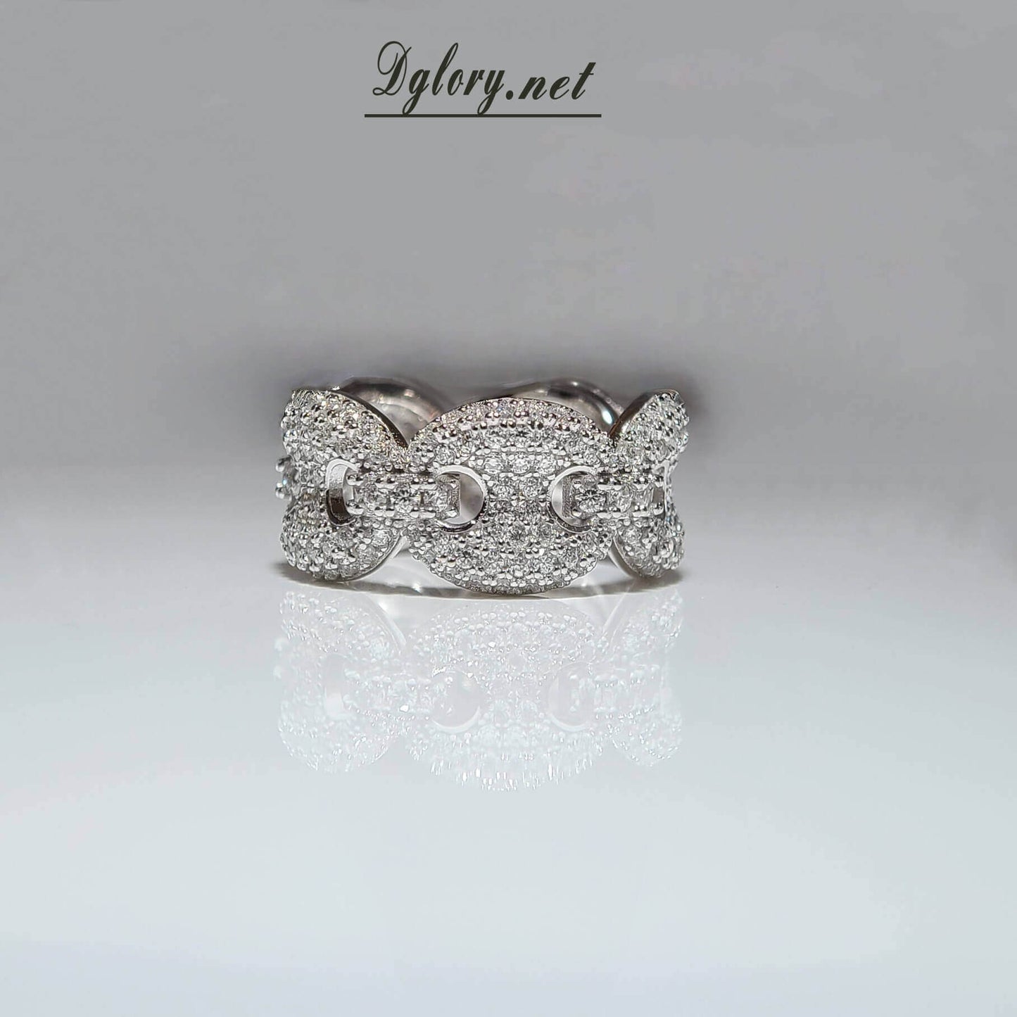 Moissanite Silver Mariner Chain Ring Eternity,S925 Sterling Silver,Rings Jewelry Ring for Men Gift for HimMen Wedding Band Puff Mariner Band