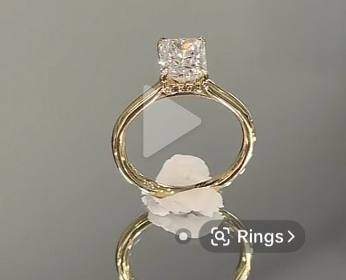 Pre Sale March TIKTOK LIVESTREAM Lab Grown Diamond Engagement Ring, 14K Yellow Gold,2 CT,D VVS1, Radiant Cut, IGI , Lab  diamond Cathedral setting hidden bridge Hidden Halo