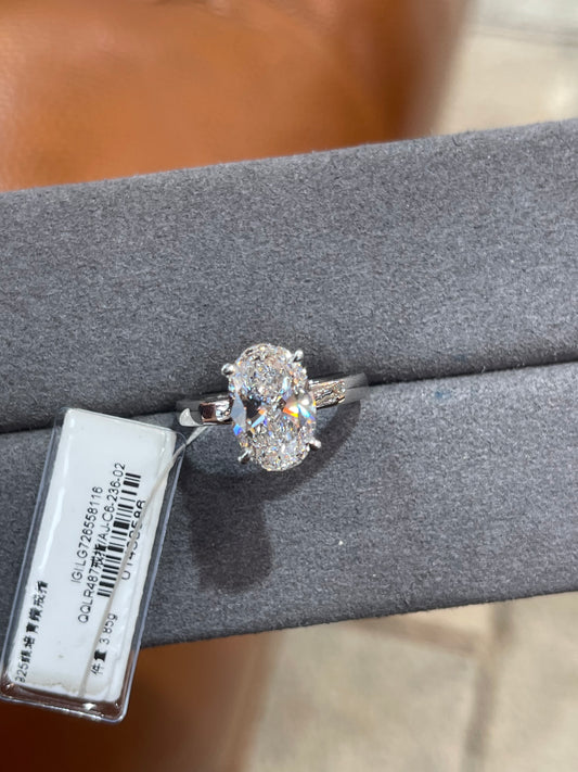 TIKTOK LIVESTREAM 14K yellow gold 3CT Ova E VS l Lab-Grown Diamond Ring with IGI certificate