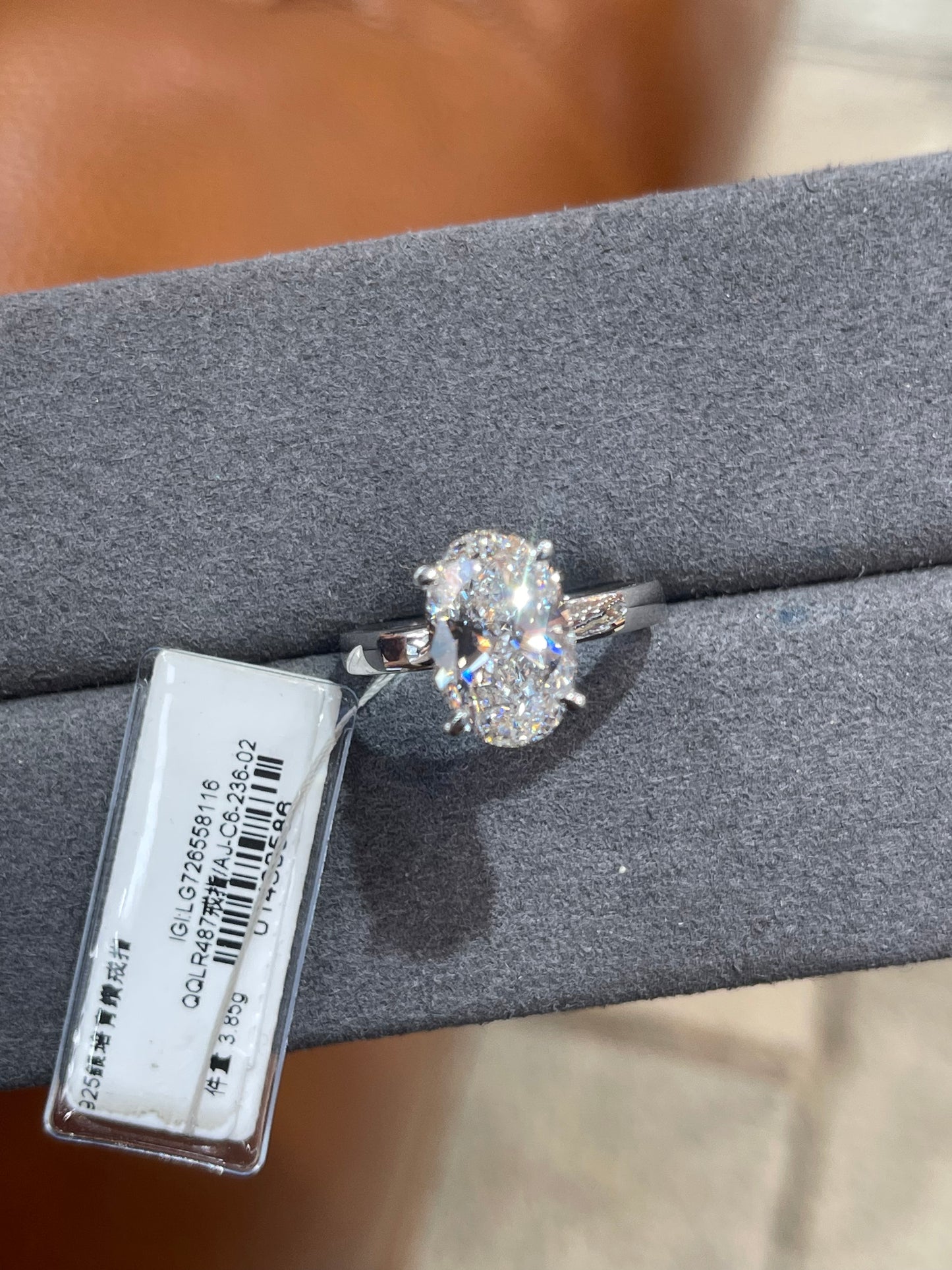 TIKTOK LIVESTREAM 14K yellow gold 3CT Ova E VS l Lab-Grown Diamond Ring with IGI certificate