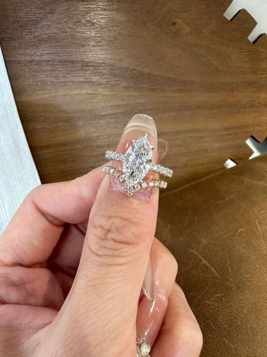 Te 50% Deposit Link for ring set two ring  TIKTOK LIVESTREAM 18K Gold  Lab Marquise Diamond Ring 3ct 0.285tcw  E VS IGI certificate
