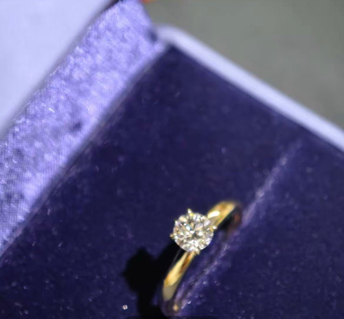 Canada 14K 0.6 Lab Grown Diamond Ring: Handmade 14K Yellow Gold plain Band Solid 14K 0.6ct Solitaire Lab Grown Diamond Solitaire ring Engagement Ring anniversary gift size8.5