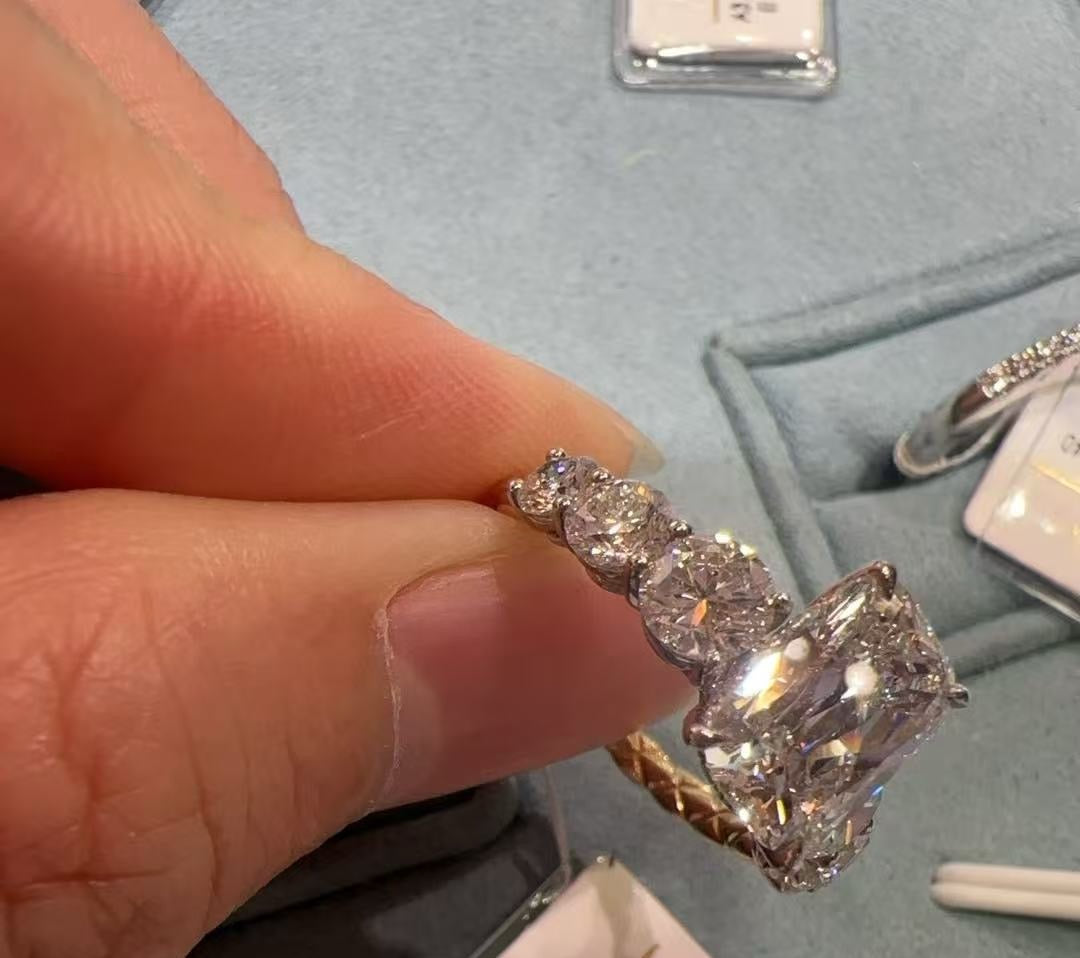 E link 3-1  2 rings Tiktok livestream 14K all Yellow Gold(not 2-tone ) 3ct without ruby  Marquise lab grown diamonds Ring E VS1 size 7+Ashoka change to oval  2.5ct E VS1 size 11