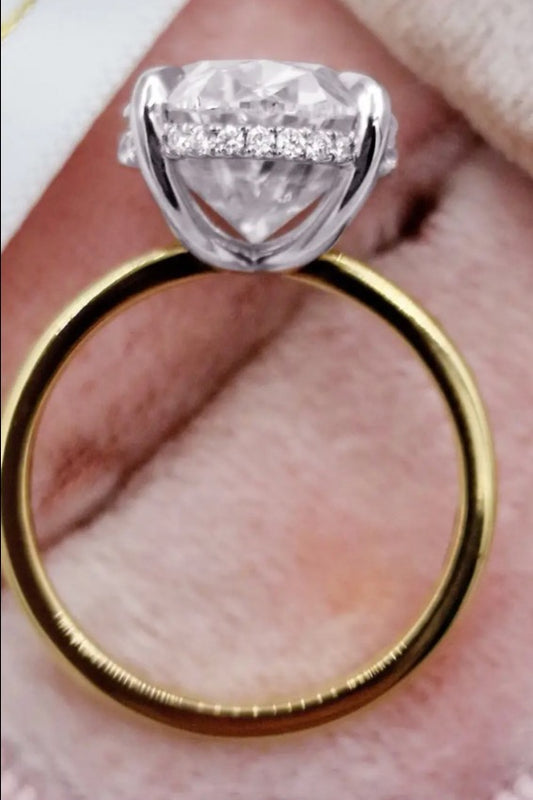 aCute one link TIKTOK LIVESTREAM 18K all Yellow Gold halo prongs Lab oval Diamond Ring 7ct hidden halo halo prons 18K all yellow gold plain band  E VS IGI certificate size 7 (Copy)