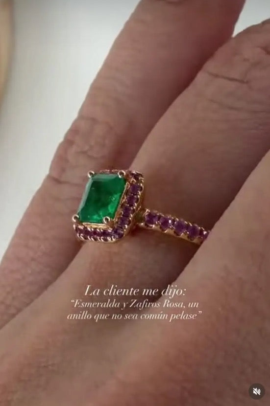 An deposit $ 500TIKTOK LIVESTREAM 14K yellow  Gold Lab 2.8-3ct center emerald and lab ruby rings and earrings
