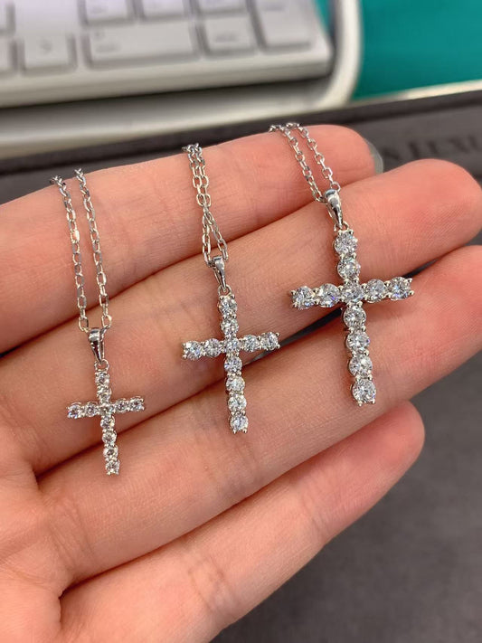 Cross Necklace bigger size Choker 9K Gold Lab Grown Diamond necklace Choker chain DEF VVS