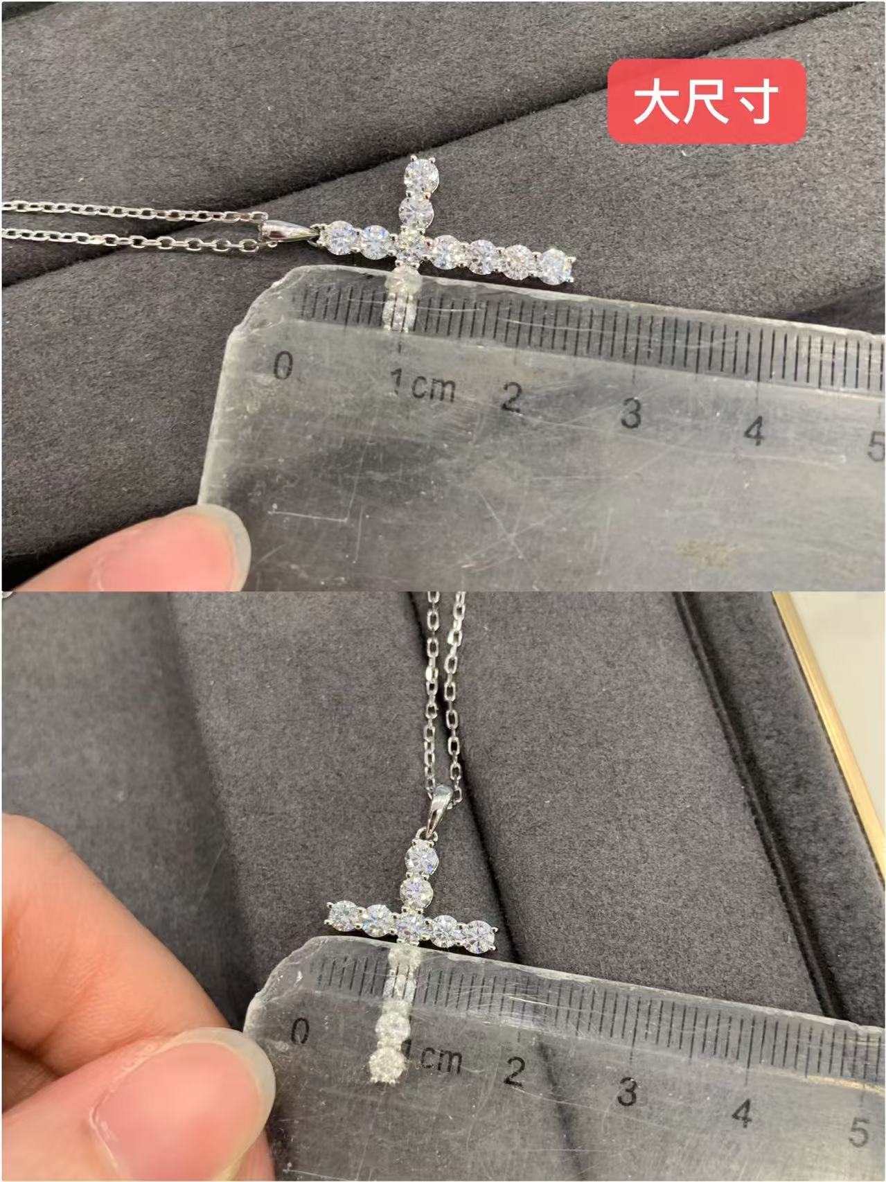Cross Necklace bigger size Choker 9K Gold Lab Grown Diamond necklace Choker chain DEF VVS