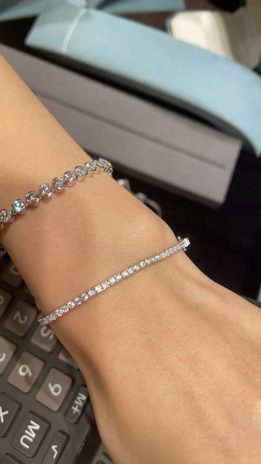 Mo TIKTOK LIVESTREAM 14K 18cm Yellow Gold  D VVS tennis bracelet 2mm lab grown diamonds