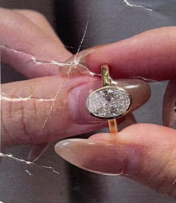Je link TIKTOK LIVESTREAM 18K 2ct radiant cut E VS1 Yellow Gold bezel setting Lab oval Diamond Ring 7  size 7.25