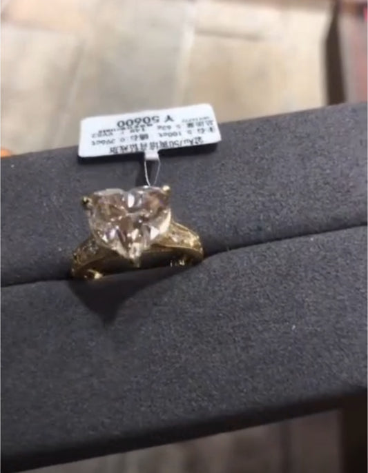 Pis 2-3 link TIKTOK LIVESTREAM Solid 14K Yellow Gold 5.ct Heart Shape cutting Lab Diamond Engagement Ring, F Color VVS2 Clarity Engraving band same as video size 5.5
