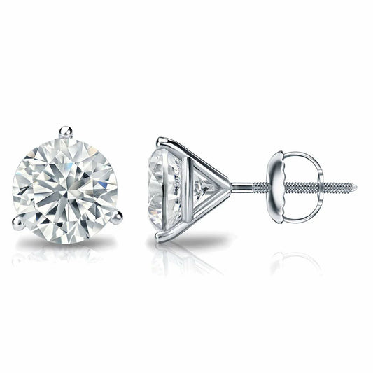 MW 14K white gold total 6carats each 3carat F VVS2 with IGI certificate EARRINGS Martini setting screw back
