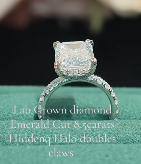 SHE TIKTOK link 8-2 LIVESTREAM 18K gold 9ct Emerald cut E VS1 gold claw band size (Copy)