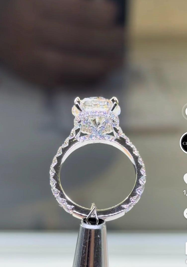 Deb 50% DEPOSIT TIKTOK LIVESTREAM solid 14K white gold 4.21ct Round Brilliant cut D VVS1ring D VVS2 picture design size 6.5