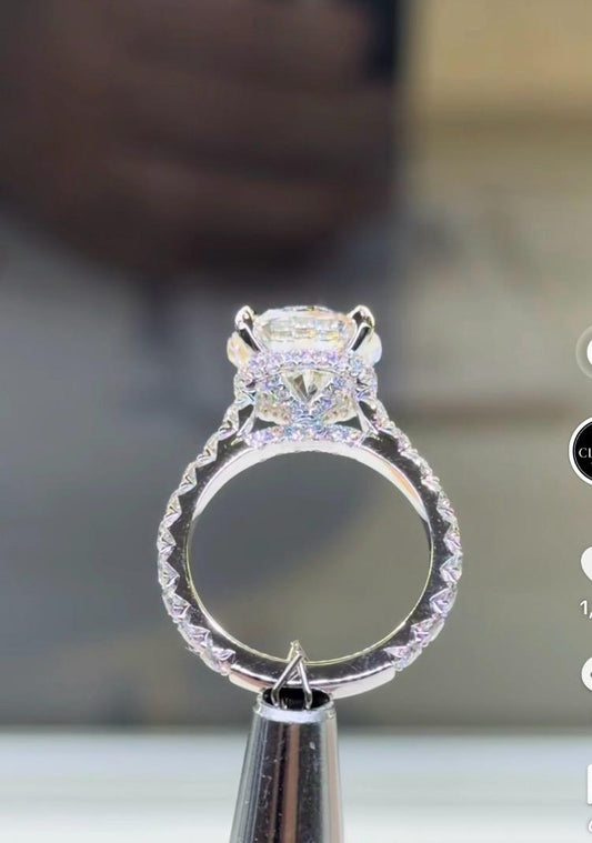 Deb 50% DEPOSIT TIKTOK LIVESTREAM solid 14K white gold 4.21ct Round Brilliant cut D VVS1ring D VVS2 picture design size 6.5