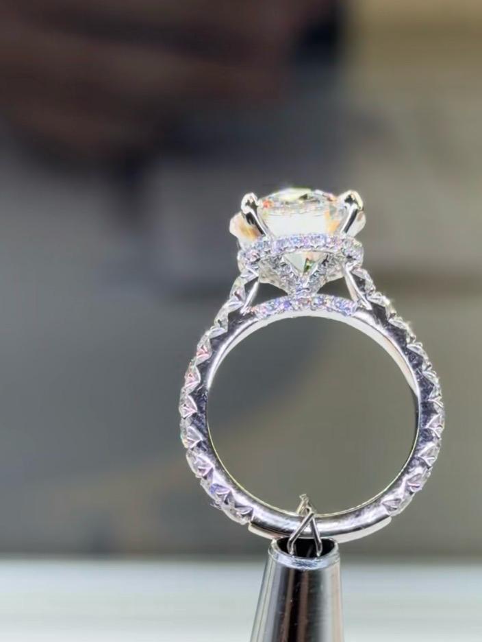 Deb 50% DEPOSIT TIKTOK LIVESTREAM solid 14K white gold 4.21ct Round Brilliant cut D VVS1ring D VVS2 picture design size 6.5
