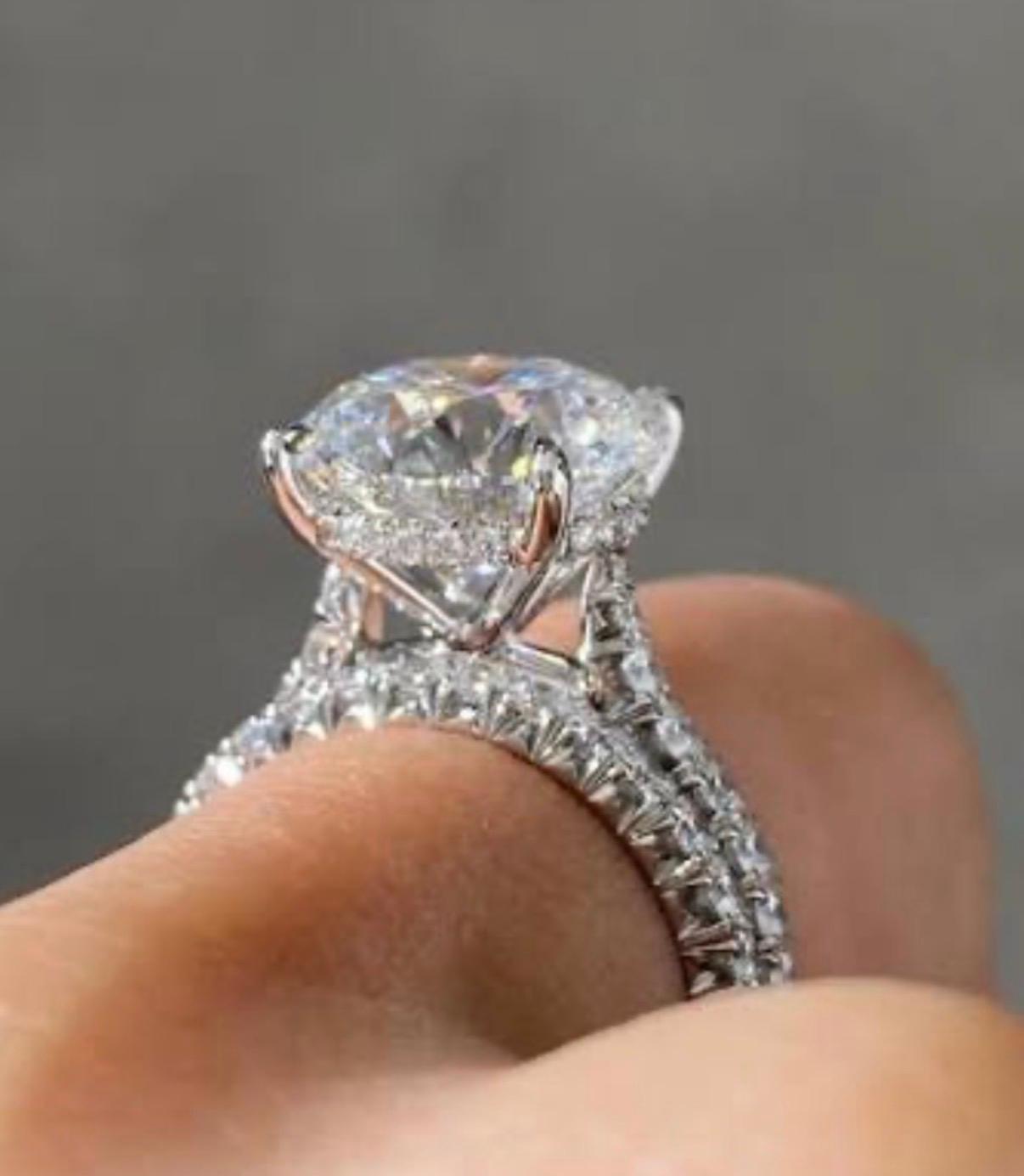 Deb 50% DEPOSIT TIKTOK LIVESTREAM solid 14K white gold 4.21ct Round Brilliant cut D VVS1ring D VVS2 picture design size 6.5