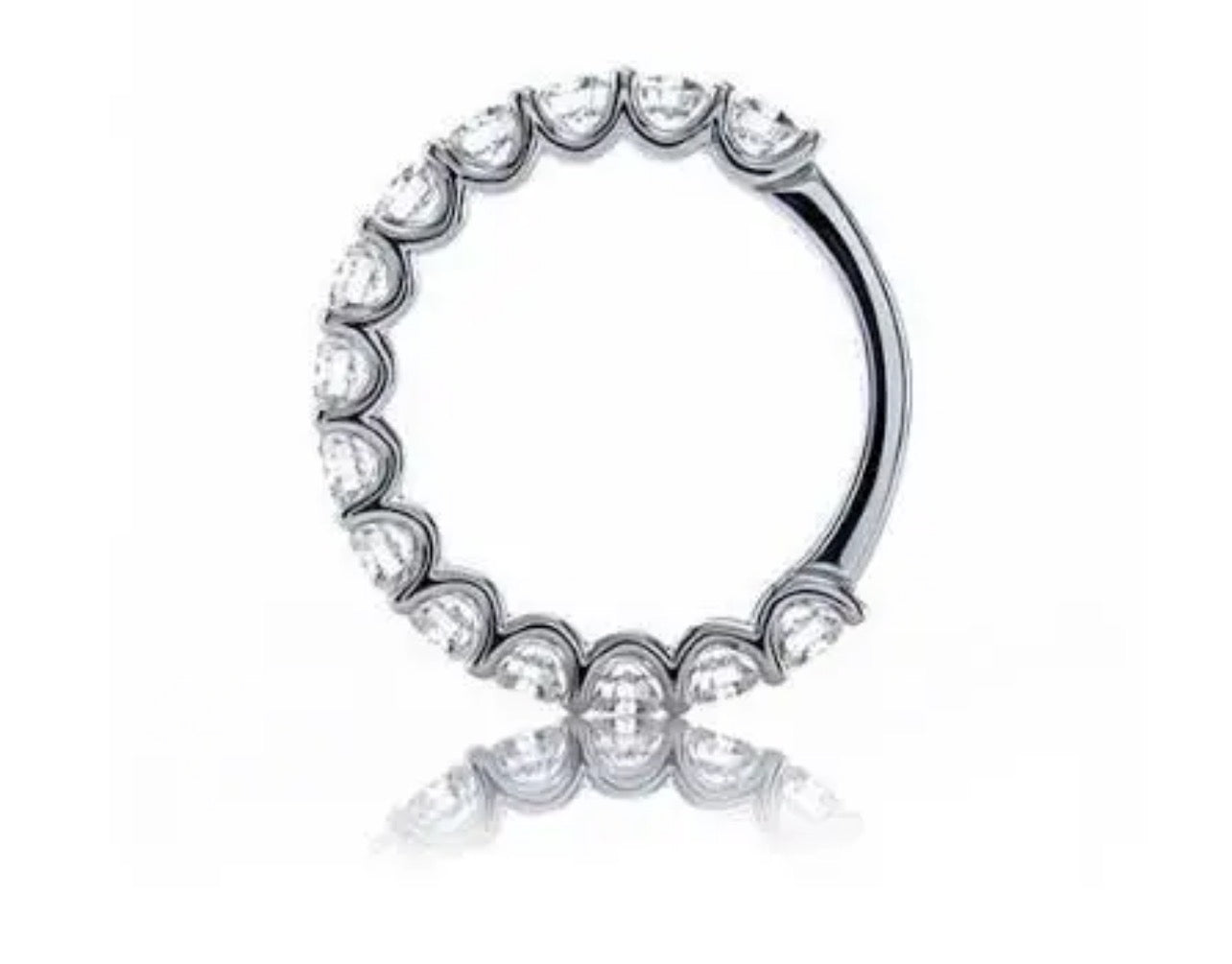 Ari TIKTIOK LIVESTREAM  14K white gold 3/4 around eternity and .15ct oval diamonds with low profile setting and u shape prongs size 4.75