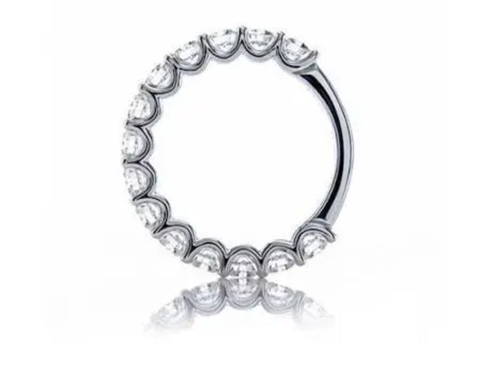 Ari TIKTIOK LIVESTREAM  14K white gold 3/4 around eternity and .15ct oval diamonds with low profile setting and u shape prongs size 4.75